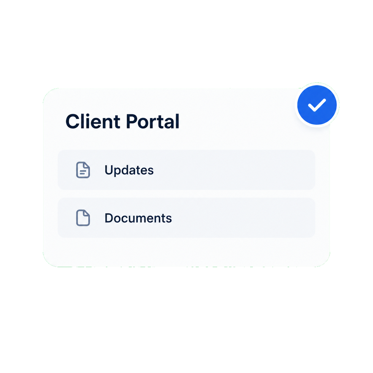 Client portal interface presented in a browser frame